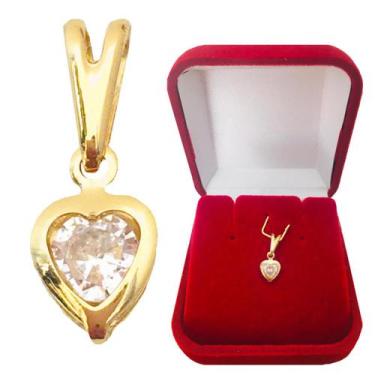 Imagem de Pingente Feminino Coração em Zircônia Cravejada Folheada a Ouro 18k Se