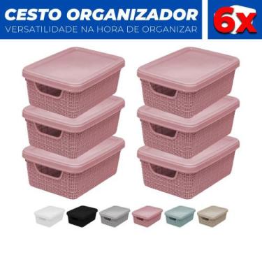 Imagem de Kit 6 Cestos Caixas Organizador Tampa Armário Gaveta 19x13 - Jaguar, R