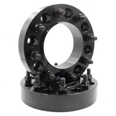 Imagem de Wheel Accessories Parts 2 peças de espaçadores dianteiros de roda de 5 cm adaptadores 8 em 200 mm 142 mm Hub Centric 14 mm 1,50 porcas 8 x 200 mm 142 mm M14 x 1,5 pinos para Ram 3500 2003+ Super Duty 3500 Dual Rear Wheel