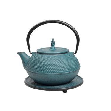 Imagem de Frieling Bule de chá de ferro fundido Arare com infusor de aço inoxidável - azul-petróleo, chaleira de ferro fundido de 1,134 g com infusor - Chaleira de fogão - fogão de bule de chá