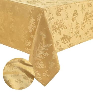 Imagem de Elrene Home Fashions Toalha de mesa elegante de tecido jacquard damasco, 152 x 213 cm, oblonga, dourada