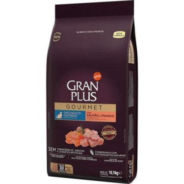 Imagem de Ração Gran Plus Gourmet Gatos Castrados Salmão e Frango (10 pacotes de
