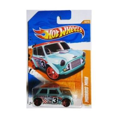 Imagem de Hot Wheels 2011 Morris Mini Cooper Track Stars 10 of 15, #75 Light Blue w red hubs