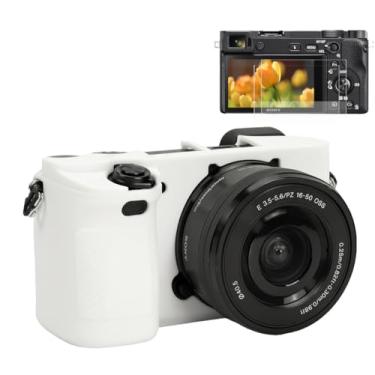 Imagem de Pocoukate Capa para Sony Alpha A6400, A6300, câmera, capa protetora de silicone macio com protetor de tela, acessórios para câmera digital Sony Alpha A6400 / 6300 Cas de silicone - branca