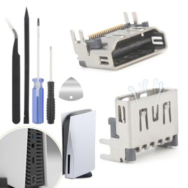 Imagem de 2 peças de substituição para porta HDMI PS5 para Sony PlayStation 5 PS5 conector de interface conector para console PS5 acessórios peças com kit de reparo