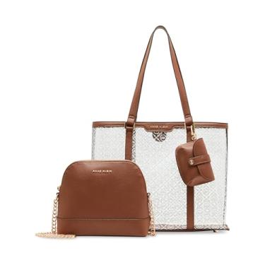Imagem de Anne Klein Bolsa média com logotipo Ak Ring com alça transversal removível, Impressão em transparente/marrom, Medium