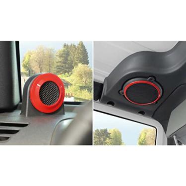 Imagem de Jimen Compatível com Jeep Wrangler JK & Unlimited 2007-2014, 4 peças de alto-falante pilar e peças de acabamento de cobertura de alto-falante no teto (vermelho)