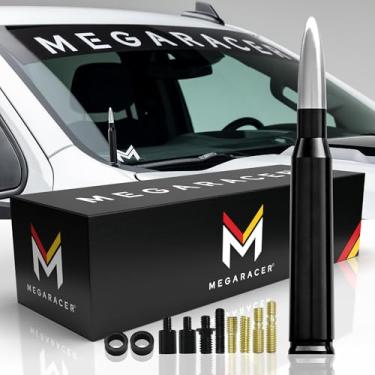 Imagem de Mega Racer Antena Bullet 50 Cal Black Silver Tip - Rádio AM/FM, Alumínio Sólido 6061, Design Antirroubo, À Prova D'água, 1 Peça