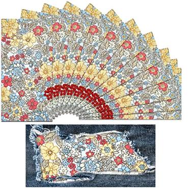 Imagem de 10 peças de remendos de ferro para jeans, floral, ferro, reparo, forte reparo interno para roupas, remendos antigos para jeans rasgados, calças de joelho, 12 x 6 cm (estilo fresco)