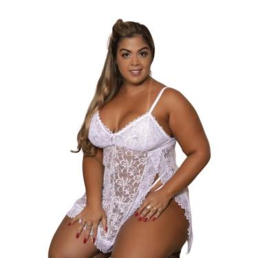 Imagem de Camisola Feminina Plus Size Rendada com Calcinha Sem Bojo - Garota V.,