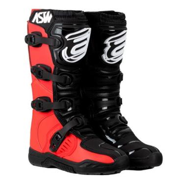Imagem de Bota ASW Image Enduro Preto Vermelho Cross Motocross Trilha, Preto ver