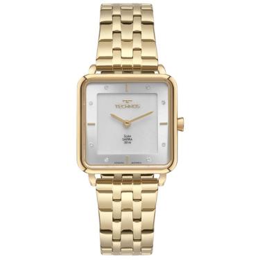 Imagem de Relógio Technos Feminino Ref: Gl22am/1k Slim Retangular Dourado