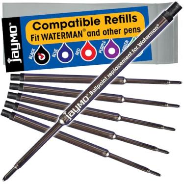 Imagem de Jaymo Substituição para Waterman 834254 - Mede 112 mm de comprimento - Refil de caneta esferográfica - 6 pretas