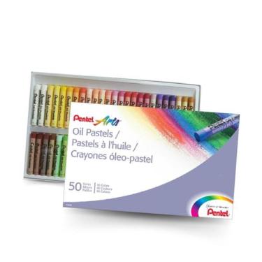 Imagem de Giz Pastel Oleoso Pentel Artes Oil Pastels 50 Cores Desenhos Artístico