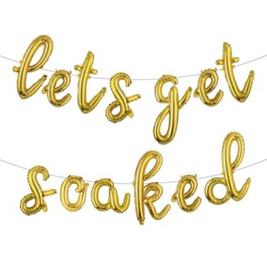 Imagem de Lets Get Soaked Birthday Decoration Pool Beach Lets Get Soaked Balloons Splish Splash Birthday Balloons Pool Birthday Party Decoration Balloons (L LETS GET SOAKED Gold)