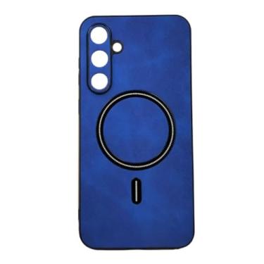 Imagem de Capa capinha protetora em tecido e silicone compatível com a tecnologia de carregamento por aproximação sem fio Para o Samsung Galaxy S24 Plus Tela 6.7 - Cor: Azul