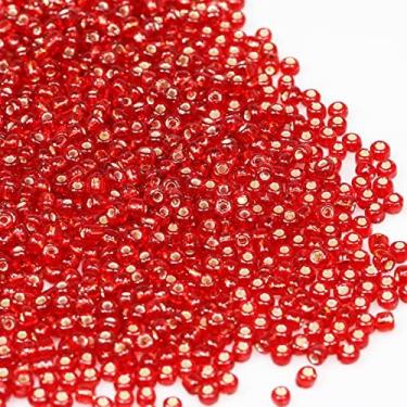 Imagem de Grânulos de sementes a granel vermelhas, 200 gramas, cerca de 3380 peças, contas de artesanato de vidro 6/0 de 4 mm para fazer brincos, pulseiras, pingentes, joias de cintura, contas de sementes