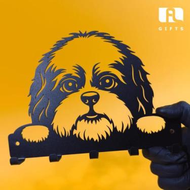 Imagem de Porta Chaves Shih Tzu 22 x 16 cm Preto Lixa - Artístic Laser 
