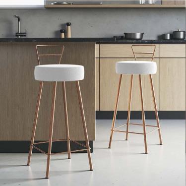 Imagem de Kit 02 Banqueta Alta Com Encosto Tina Eiffel Cozinha Bar Bistrô Ferro 