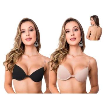 Imagem de Kit 2 Sutiã De Bojo Com Alça de Silicone Transparente Costa Nua Nadado