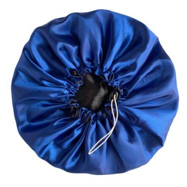 Imagem de Touca de Cetim Dupla face Ajustável Antifrizz TAMANHO GG - COR AZUL - 