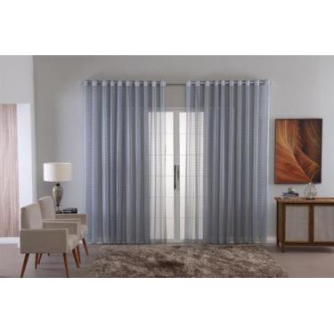 Imagem de Cortina Voil Xadrez Para Sala, Quarto e Cozinha 3,00 x 2,30 Cinza - CO