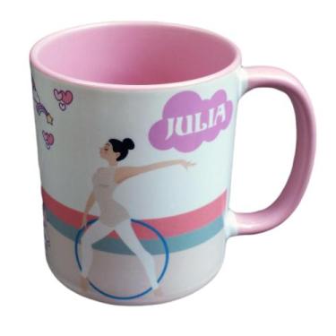 Imagem de Caneca Rosa Personalizada Ginasta e Unicórnio - Com Nome - GMH Prod. S