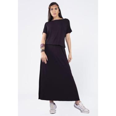 Imagem de Vestido Longo Morcego Malha Preto - Amazonia Vital
