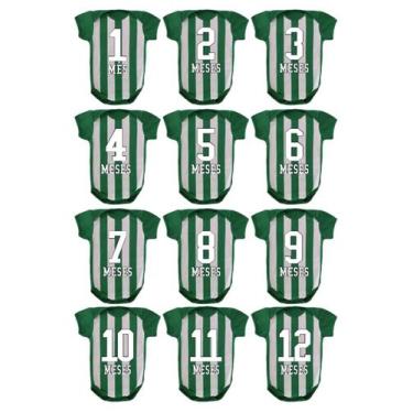 Imagem de Kit Body Bebê Mesversário Manga Curta Time de Futebol 12 Bodies de 1 a