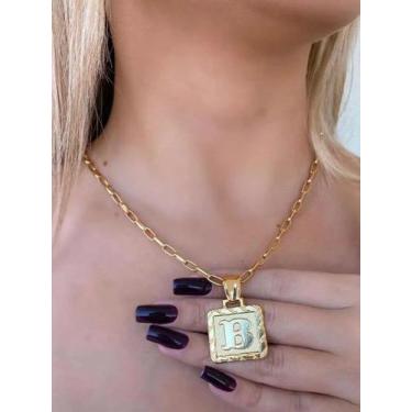 Imagem de Cordão 6mm Feminino Tijolinho + Pingente Banhado A Ouro 18k - ToJoia18