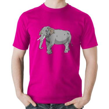 Imagem de Camiseta Algodão Elefante Ilustração - Foca na Moda, Rosa, GGG
