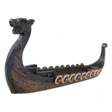 Imagem de Porta Incenso Incensário Pequeno Resina Modelo Canoa Viking - Hp Decor