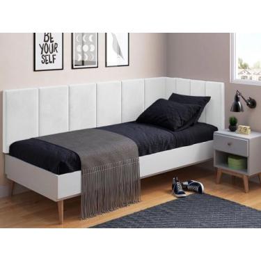 Imagem de Cabeceira Em L Com Lateral Estofado Las Vegas - Magazine L, Branco