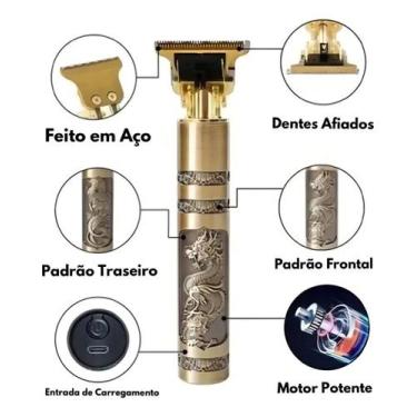Imagem de Máquina De Cortar Cabelo Faz Barba Acabamento Profissional Dragão Bivo