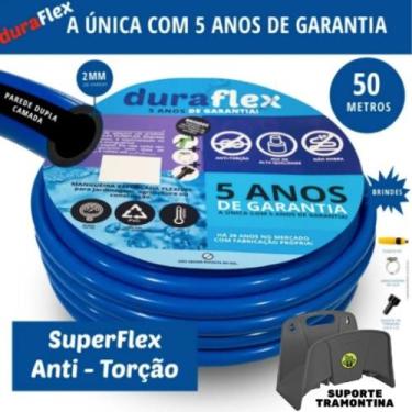 Imagem de Mangueira De Jardim Azul 50Mts + Suporte Tramontina - Duraflex