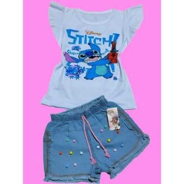 Imagem de Conjunto jeans infantil  stitch alegria - mc moda kids, G VESTE 7/8 AN