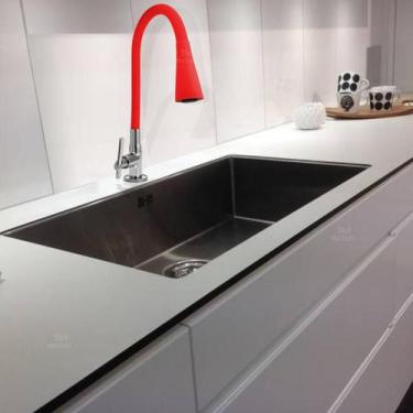 Imagem de Torneira Gourmet Cozinha Flexível Cone 2 Jatos Vermelha Mesa C61 - Del