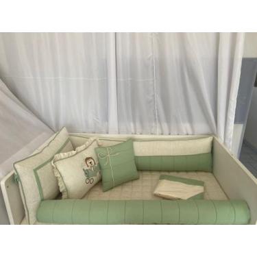 Imagem de Kit Berço Americano Menino Aviador Bordado 11 Peças Verde Erva Doce - 