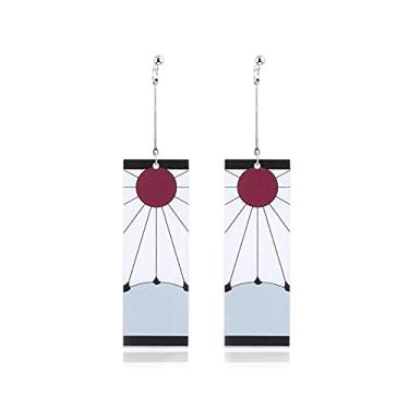 Imagem de Brincos Tanjiro Demon Slayer Kamado Tanjirou's Hanafuda Brincos Anime Brincos para homens e mulheres, Acrílico, acrílico