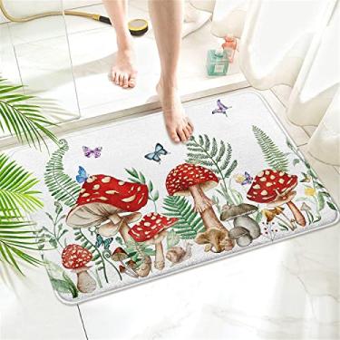 Imagem de Tapete de banho de terra diatomácea cogumelo tapete de banho de borracha antiderrapante secagem rápida super absorvente tapetes de banheiro finos para banheira pia de chuveiro (43 cm C x 68 cm L)