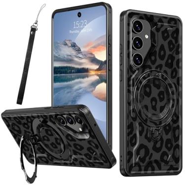 Imagem de HEAKIERG Capa magnética para Samsung Galaxy S24 FE 5G 2024 de 6,7 polegadas com suporte giratório de 360 graus, capa resistente à prova de choque com suporte de proteção contra quedas [1 x alça de