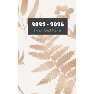 Imagem de 2022-2026 5-Year Small Planner: Lined Monthly Planner 60 months with separate tabs for each year (January 2022 to December 2026), compact size 5x8 inches : classic gold leaf cover 1