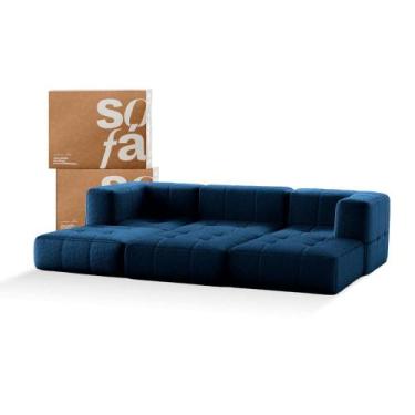 Imagem de Sofá 3 lugares Modular com 3 Apoios Puff  Sofá na Caixa em Boucle com 
