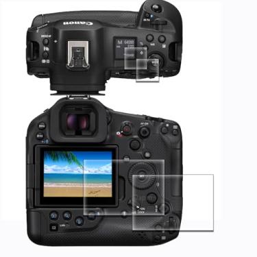 Imagem de iDaPro Protetor de tela para Canon EOS R1+ protetor de tela superior [2 + 2 unidades] vidro temperado EOSR1