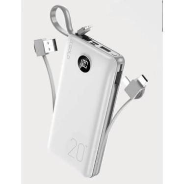 Imagem de Carregador Portátil (Power Bank) Carregamento Rápido Turbo 20000mAh 1 Saída USB C + 1 Micro USB PREMIUM. (Cor: Preta/Verde ou Branca/Verde)