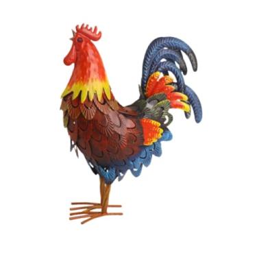 Imagem de IEUDNS Ferro jardim estátua, galinha escultura figura Artwork animal estatueta gramado ornamento para pátio flowerbed Halloween