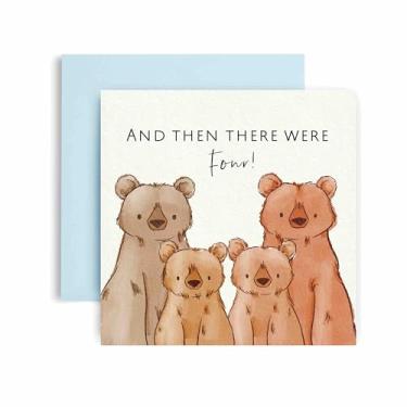 Imagem de Huxters New Baby card for Boy and Girl Then there were 4 -Bear Parabéns Welcome to the World Recém-nascido - 14,8 cm (4)