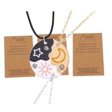 Imagem de ZAHSY Colar de amizade BFF para 3 melhores amigas, presentes para mulheres, sol, lua e estrelas, presentes para irmãs melhores amigas, presente de Natal para três melhores amigas, presentes de