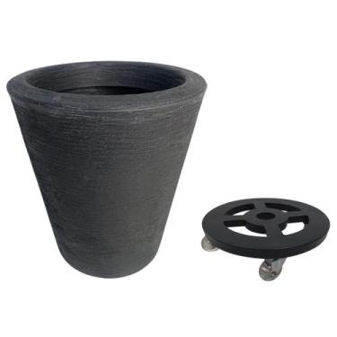 Imagem de Vaso De Polietileno 38x33 + Suporte Com Rodas Para Decoração - Alpe & 