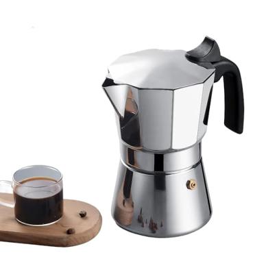 Imagem de ADBZEN Panela Moka de aço inoxidável, máquina de café expresso de 6 xícaras para café italiano autêntico - Percolador de café durável à prova de ferrugem, cafeteira expresso premium para uso doméstico